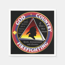 Patriotic God Country Firefighting Circular Logo
