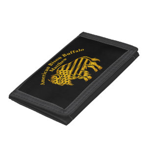 Patriotic Gold Bison Design Tri-fold Wallet