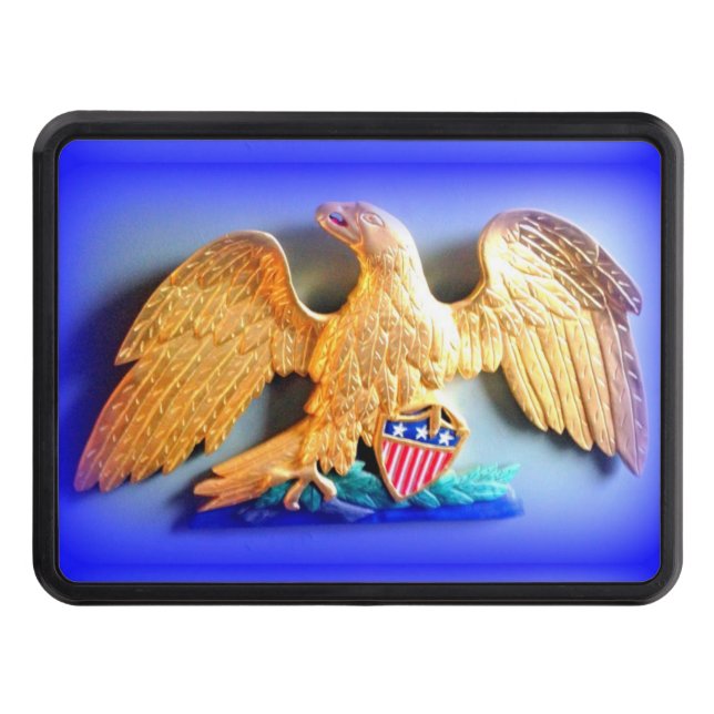 patriotic gold eagle trailer hitch cover (Front)