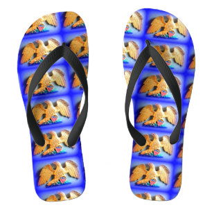 patriotic gold eagles  blue flip flops