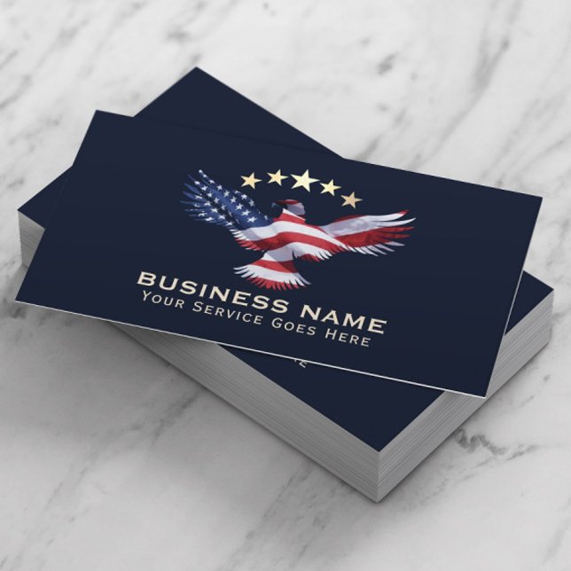 Patriotic Gold Stars USA Bald Eagle Military Navy Business Card (Creator Uploaded)