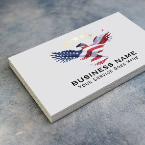 Patriotic Gold Stars USA Bald Eagle Military Plain Business Card