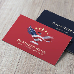 Patriotic Gold Stars USA Bald Eagle Military Red Business Card