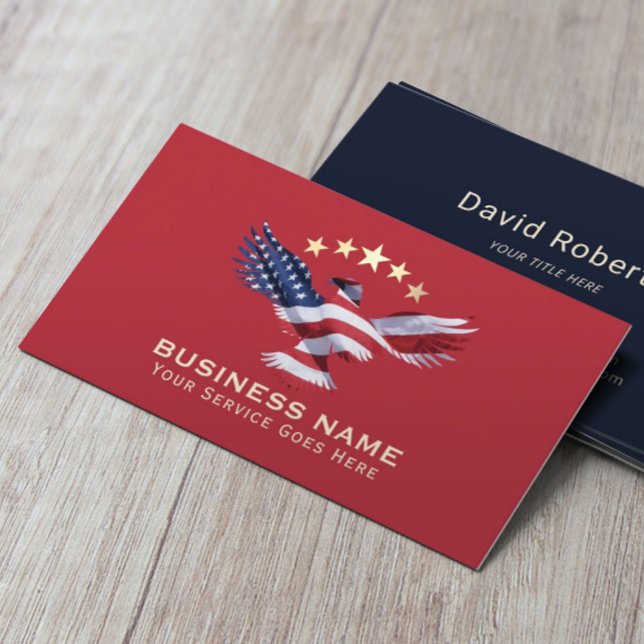 Patriotic Gold Stars USA Bald Eagle Military Red Business Card (Creator Uploaded)