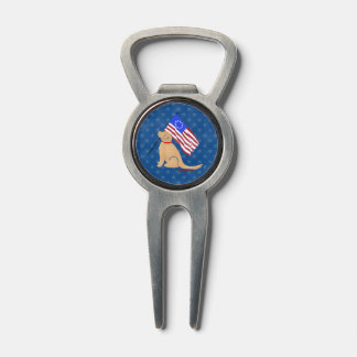 Patriotic Golden Dog American Flag Golf Divot Tool