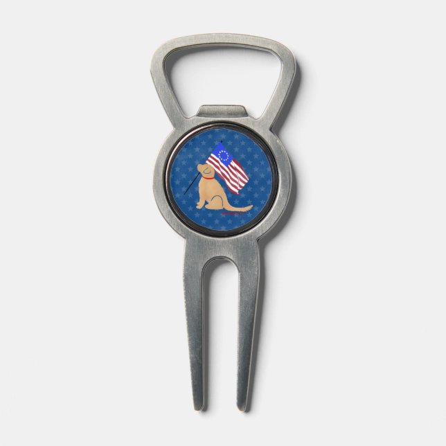 Patriotic Golden Dog American Flag Golf Divot Tool (Composite)