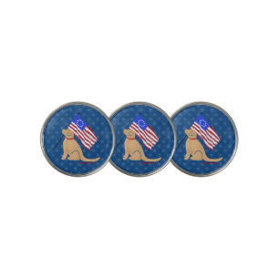 Patriotic Golden Dog American Golf Ball Marker