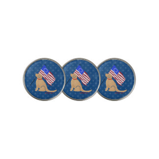 Patriotic Golden Dog American Golf Ball Marker