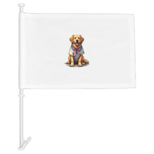 Patriotic Golden Dog Vintage Engraving Shirt 2 Car Flag
