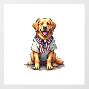 Patriotic Golden Dog Vintage Engraving Shirt 2 Floor Decals