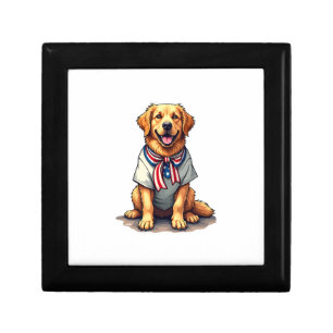Patriotic Golden Dog Vintage Engraving Shirt 2 Gift Box