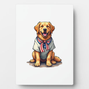 Patriotic Golden Dog Vintage Engraving Shirt 2 Plaque