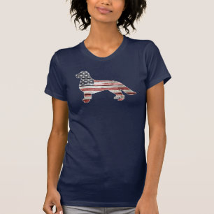Patriotic Golden Retriever, American Flag T-Shirt