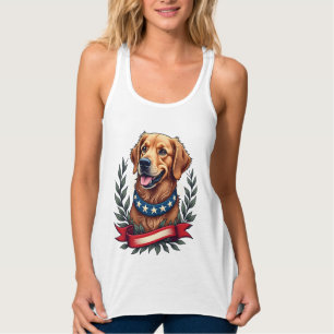 Patriotic Golden Retriever Americana Art Tee 2