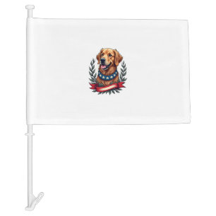 Patriotic Golden Retriever Americana Art Tee 2 Car Flag