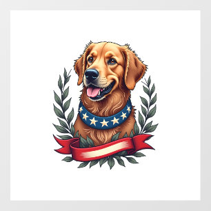 Patriotic Golden Retriever Americana Art Tee 2 Floor Decals