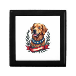 Patriotic Golden Retriever Americana Art Tee 2 Gift Box