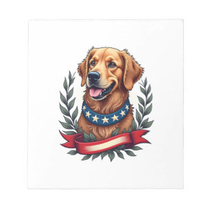 Patriotic Golden Retriever Americana Art Tee 2 Notepad
