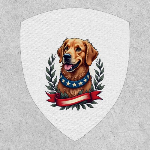 Patriotic Golden Retriever Americana Art Tee 2 Patch