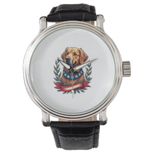 Patriotic Golden Retriever Americana Art Tee 2 Watch