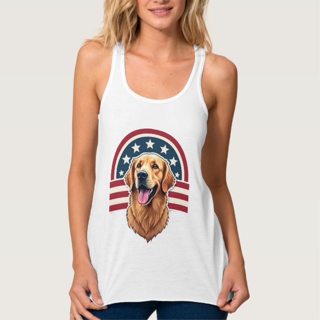 Patriotic Golden Retriever Arc Layout Shirt 2 (Front)