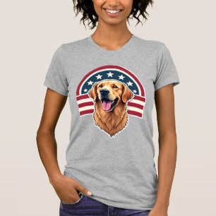 Patriotic Golden Retriever Arc Layout Shirt 2