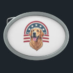 Patriotic Golden Retriever Arc Layout Shirt 2 Belt Buckle<br><div class="desc">Patriotic Golden Retriever Arc Layout Shirt 2</div>
