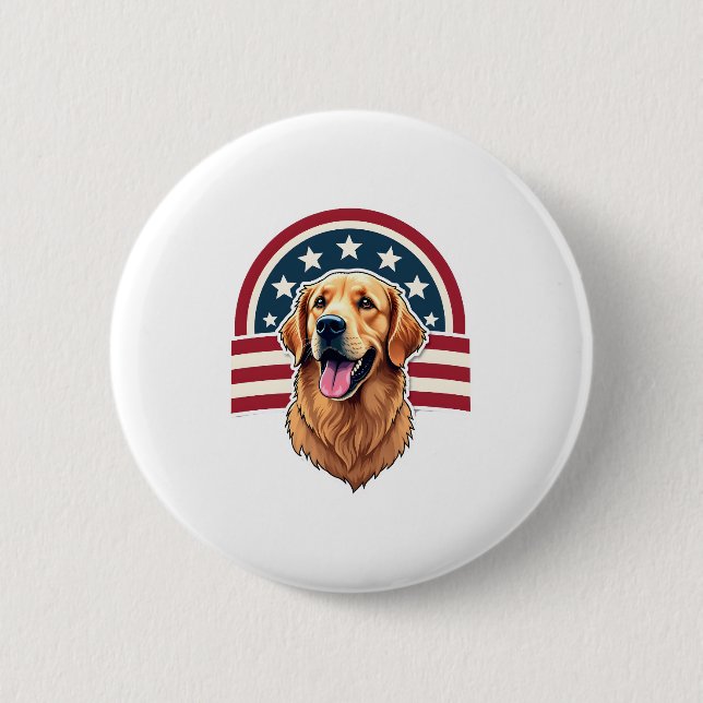 Patriotic Golden Retriever Arc Layout Shirt 2 Button (Front)