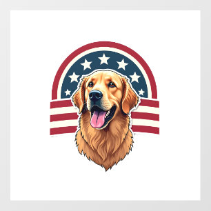Patriotic Golden Retriever Arc Layout Shirt 2 Floor Decals