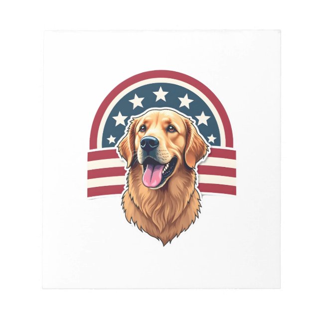 Patriotic Golden Retriever Arc Layout Shirt 2 Notepad (Front)