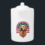 Patriotic Golden Retriever Arc Layout Shirt 2 Teapot<br><div class="desc">Patriotic Golden Retriever Arc Layout Shirt 2</div>