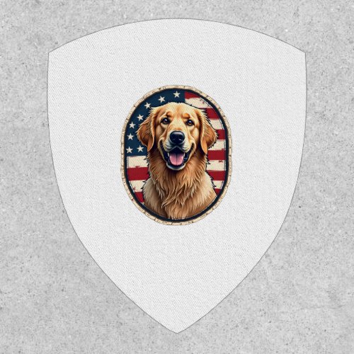Patriotic Golden Retriever Badge Vintage Tee 4