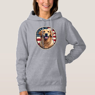 Patriotic Golden Retriever Badge Vintage Tee 4