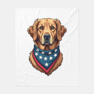 Patriotic Golden Retriever Bandana Vintage Tee 4 Fleece Blanket