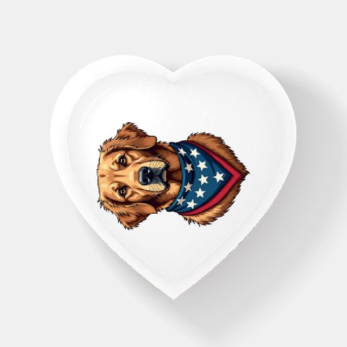 Patriotic Golden Retriever Bandana Vintage Tee 4 Paperweight