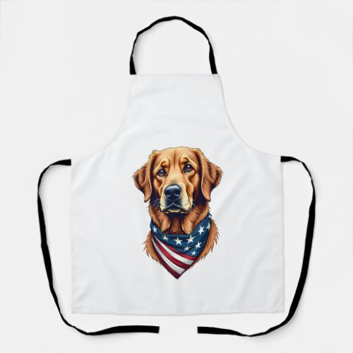 Patriotic Golden Retriever Bandana Vintage Tee Apron
