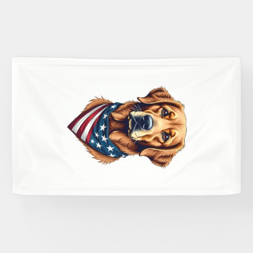 Patriotic Golden Retriever Bandana Vintage Tee Banner