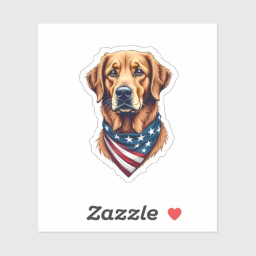 Patriotic Golden Retriever Bandana Vintage Tee Sticker