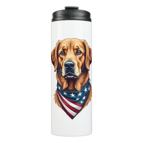 Patriotic Golden Retriever Bandana Vintage Tee Thermal Tumbler