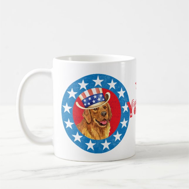 Patriotic Golden Retriever Coffee Mug (Left)