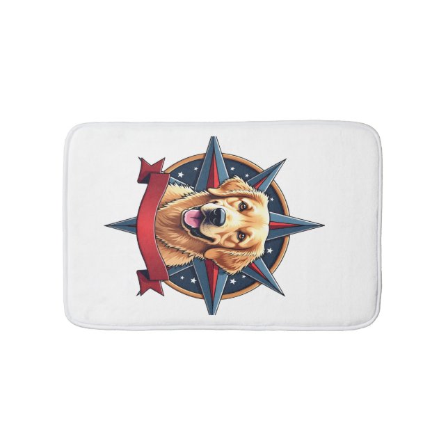 Patriotic Golden Retriever Compass Star Tee 2 Bath Mat (Front)