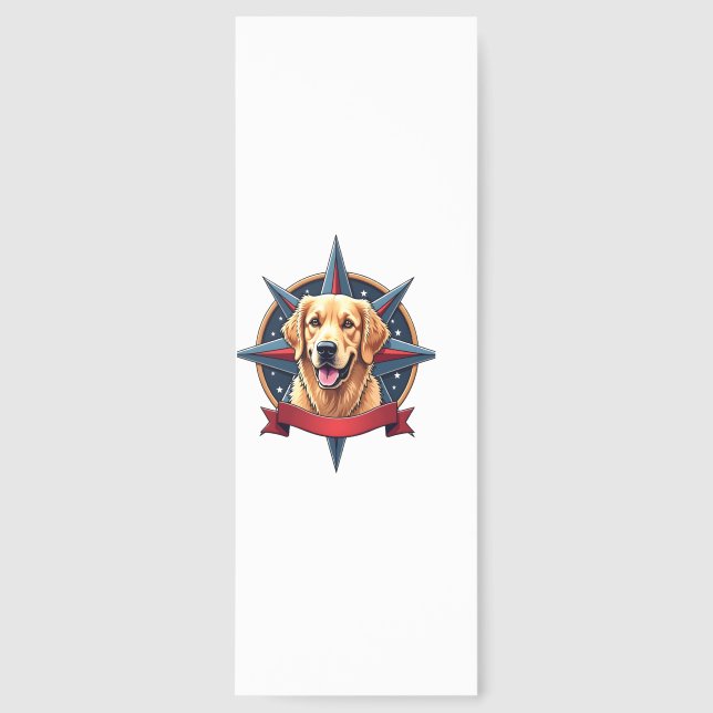 Patriotic Golden Retriever Compass Star Tee 2 Bookmarks (Front)