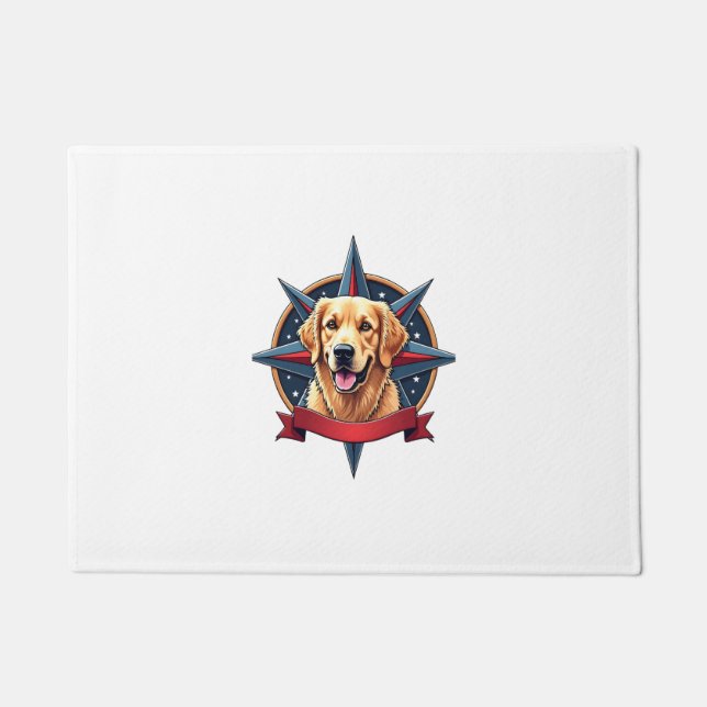 Patriotic Golden Retriever Compass Star Tee 2 Doormat (Front)