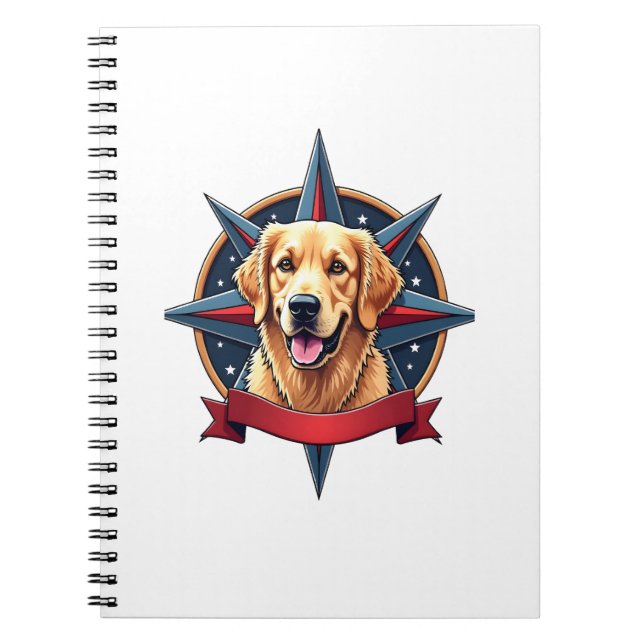 Patriotic Golden Retriever Compass Star Tee 2 Notebook (Front)