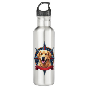 Patriotic Golden Retriever Compass Star Tee 2 Stainless Steel Water Bottle
