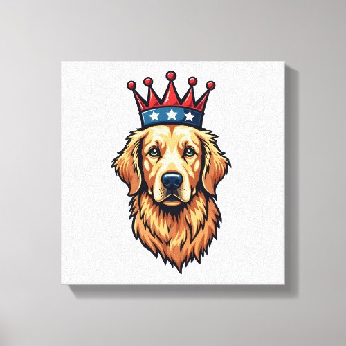 Patriotic Golden Retriever Crown Emblem Tee Canvas Print