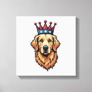 Patriotic Golden Retriever Crown Emblem Tee Canvas Print