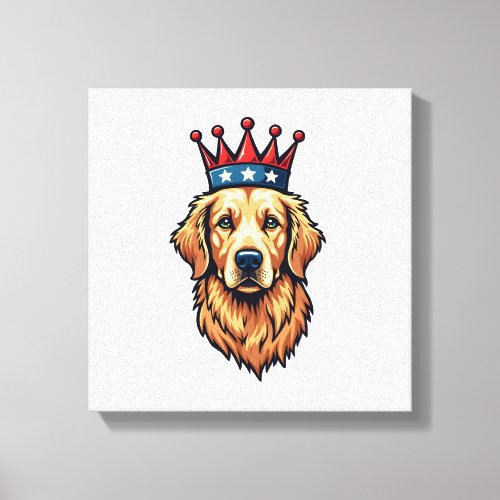 Patriotic Golden Retriever Crown Emblem Tee Canvas Print