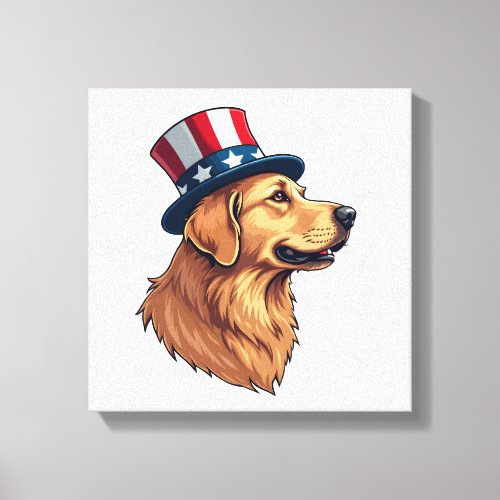 Patriotic Golden Retriever Diagonal Crest Tee Canvas Print