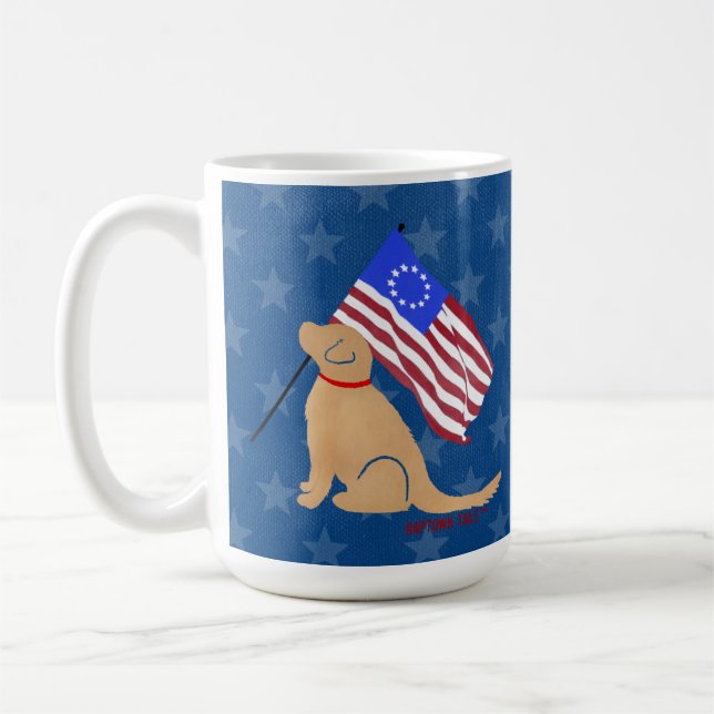 Patriotic Golden Retriever Dog American Flag Mug (Left)